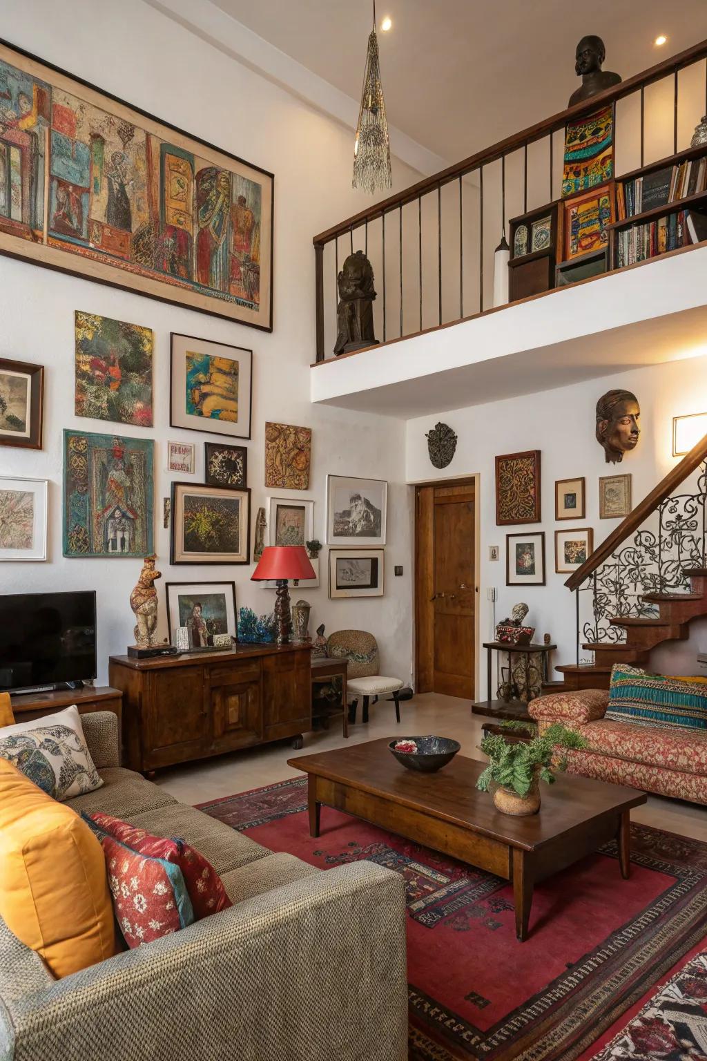 Art and decorations personalize the living space.