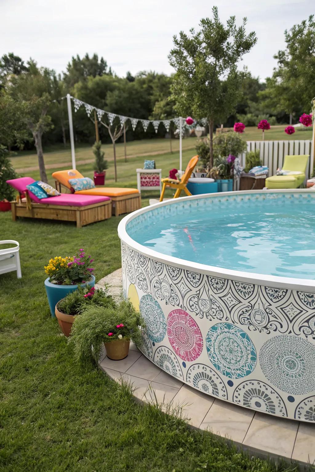 Communicate your flair thanks to special patterning surrounding your pool.