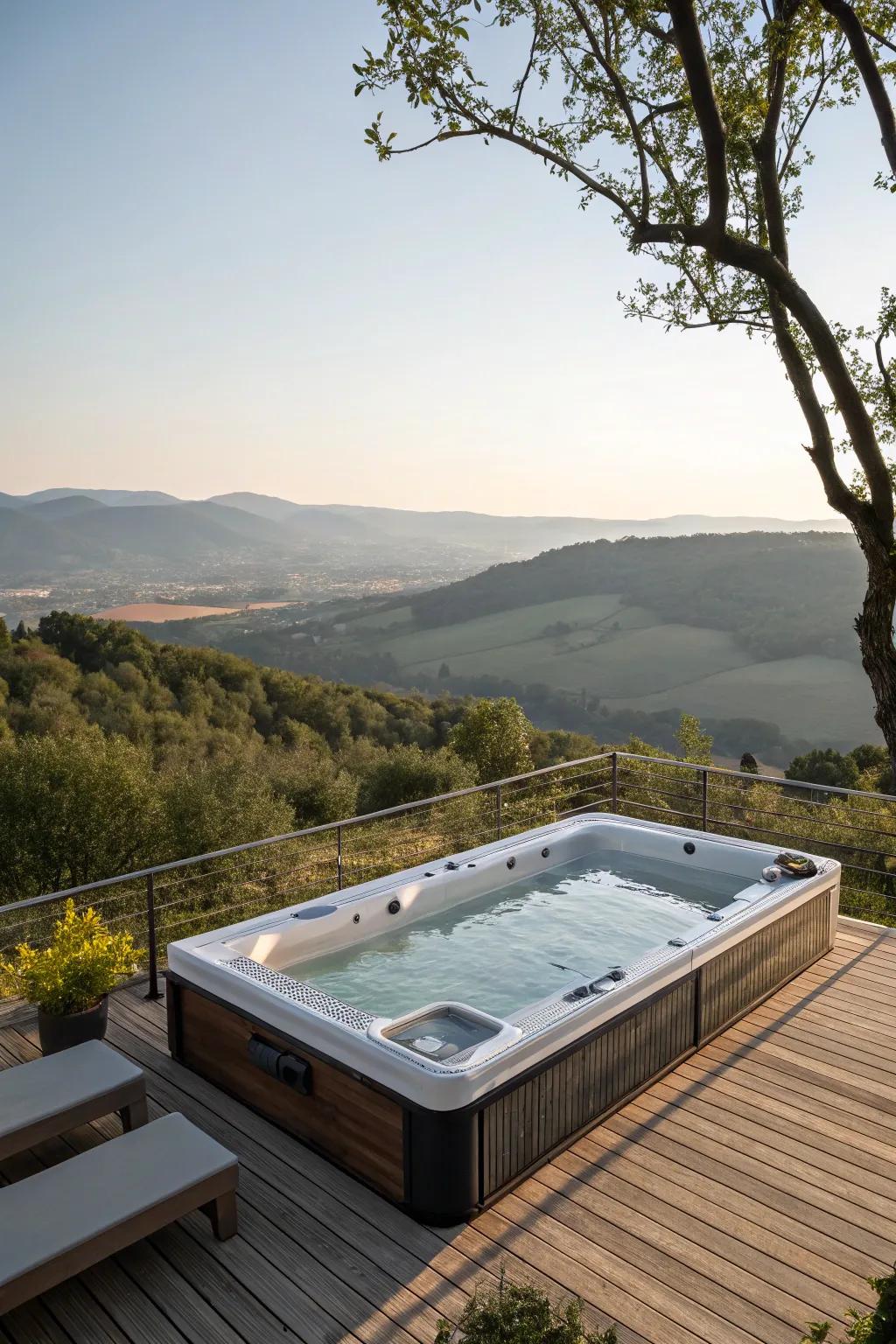 Raised layouts make your swim spa the highlight of the outdoor space.