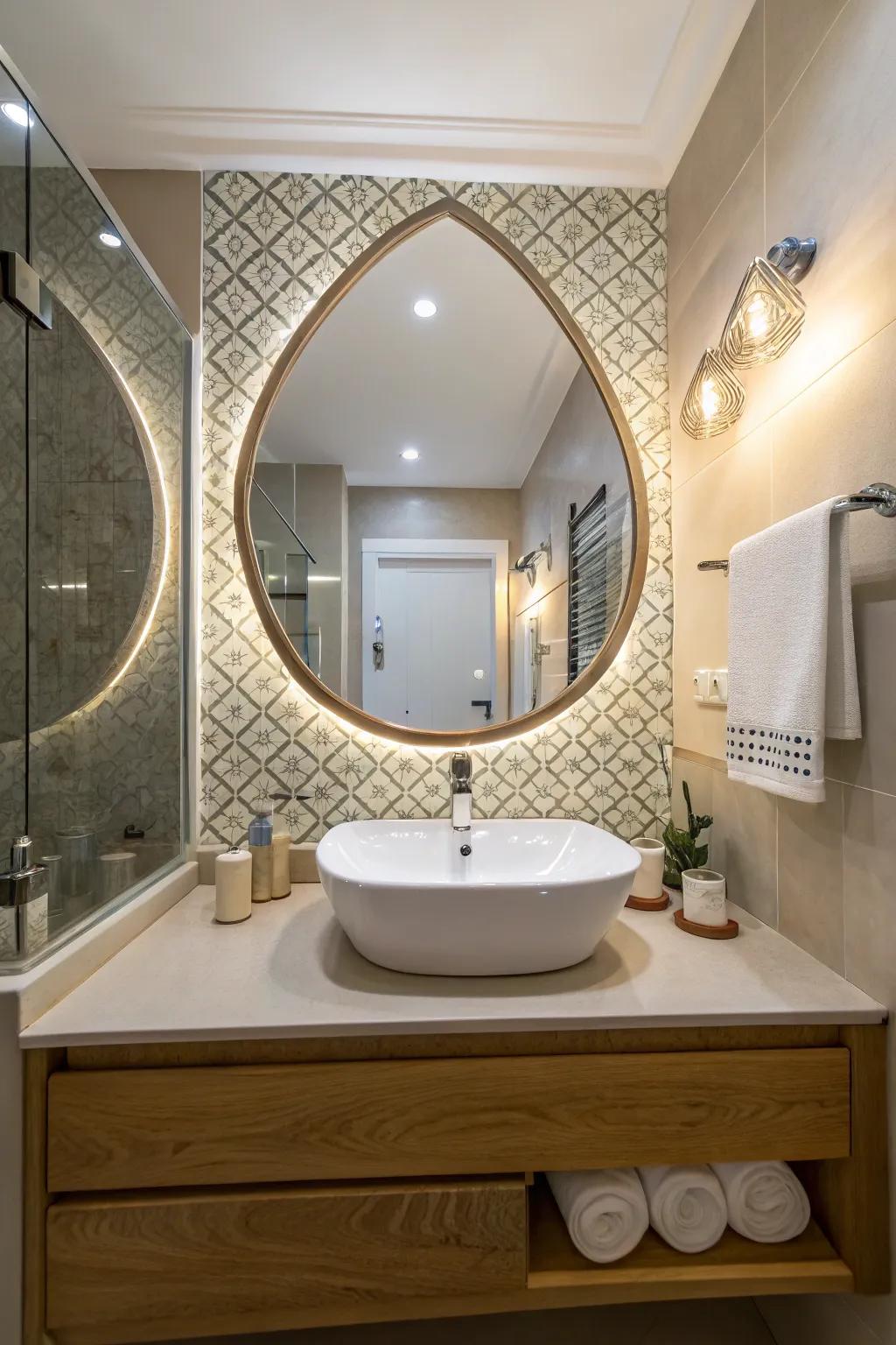 A prominent mirror can transform the appearance of your bathroom.
