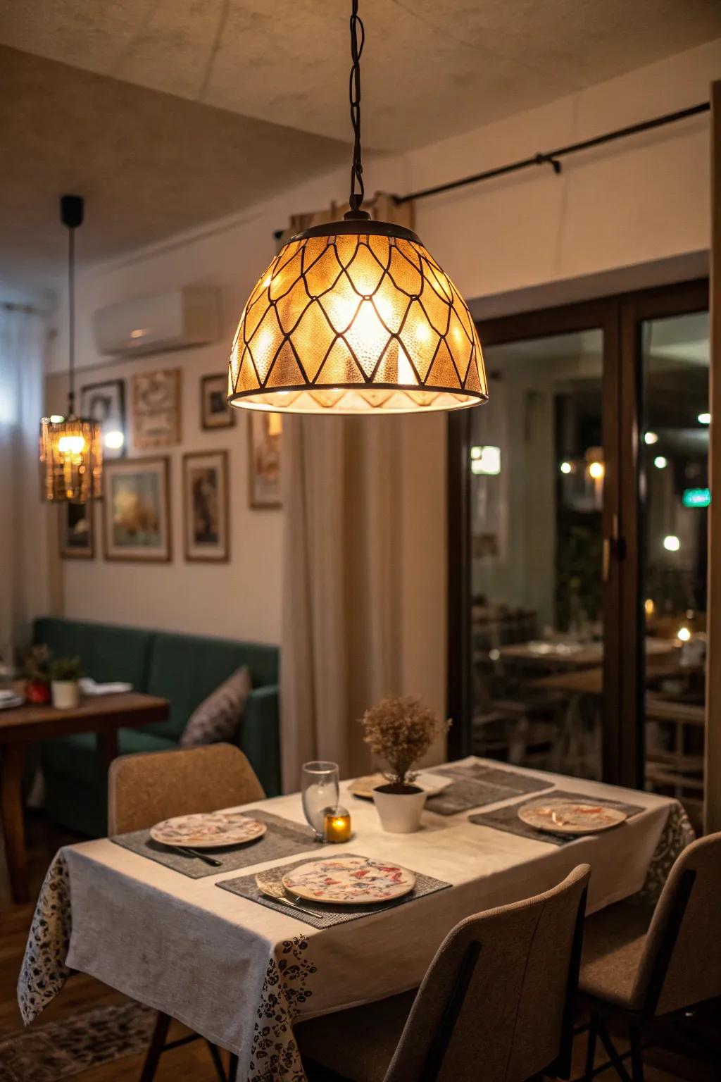 Hanging lights add style and draw the eye.