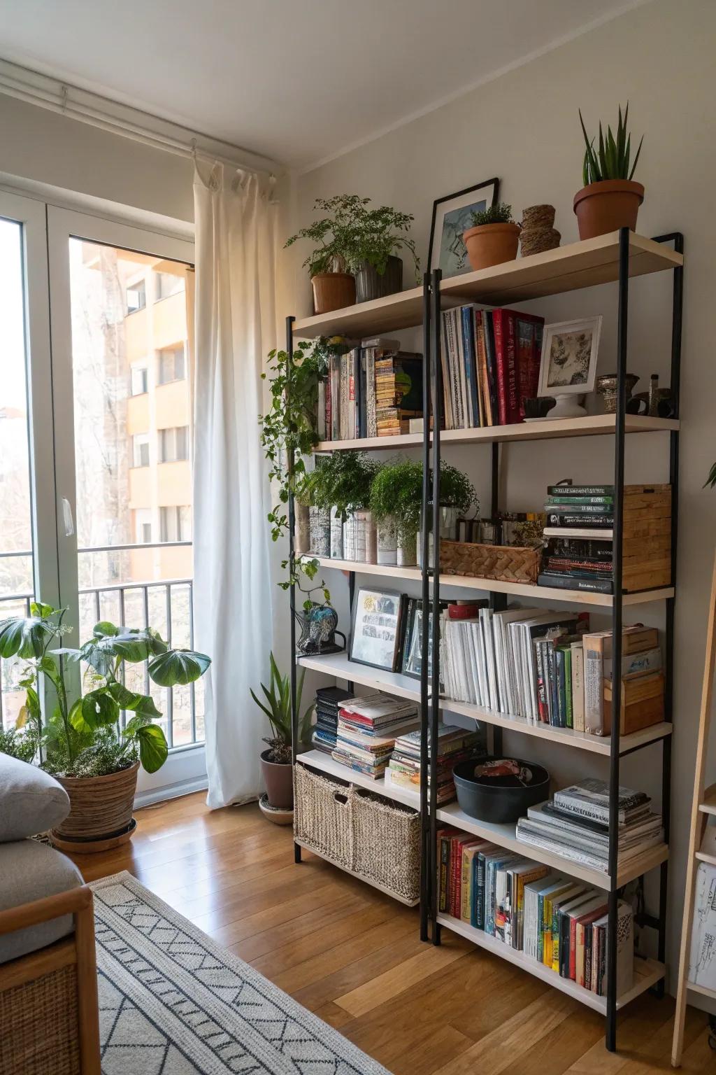 Vertical storage makes the most of available space.