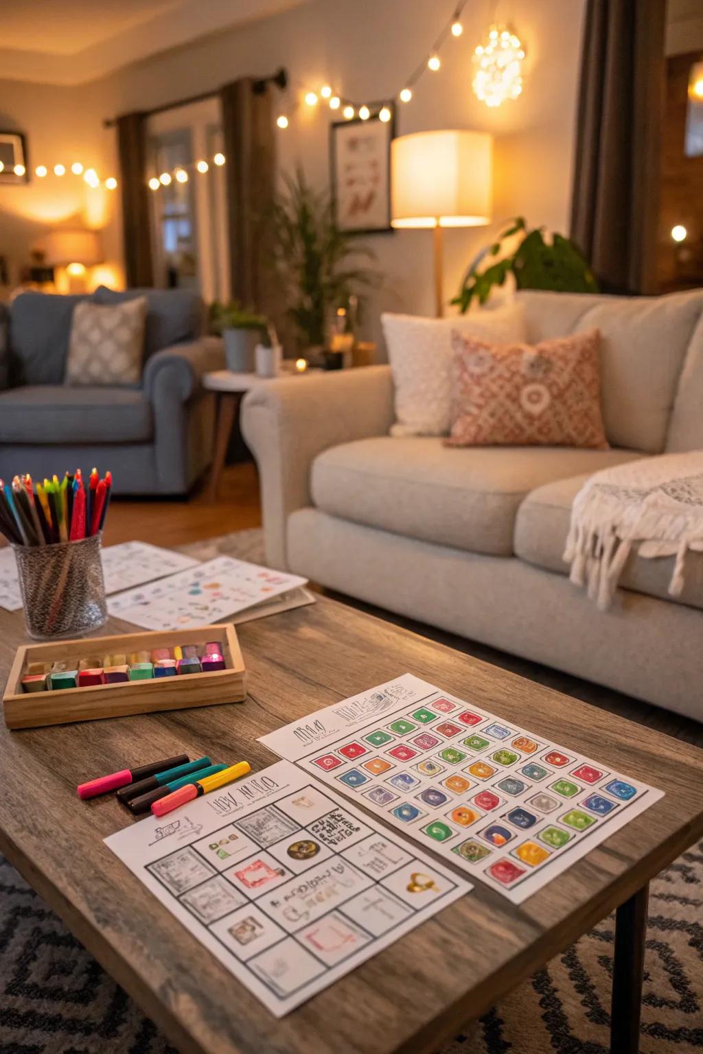 Bingo cards arranged for an engaging and fun game round.