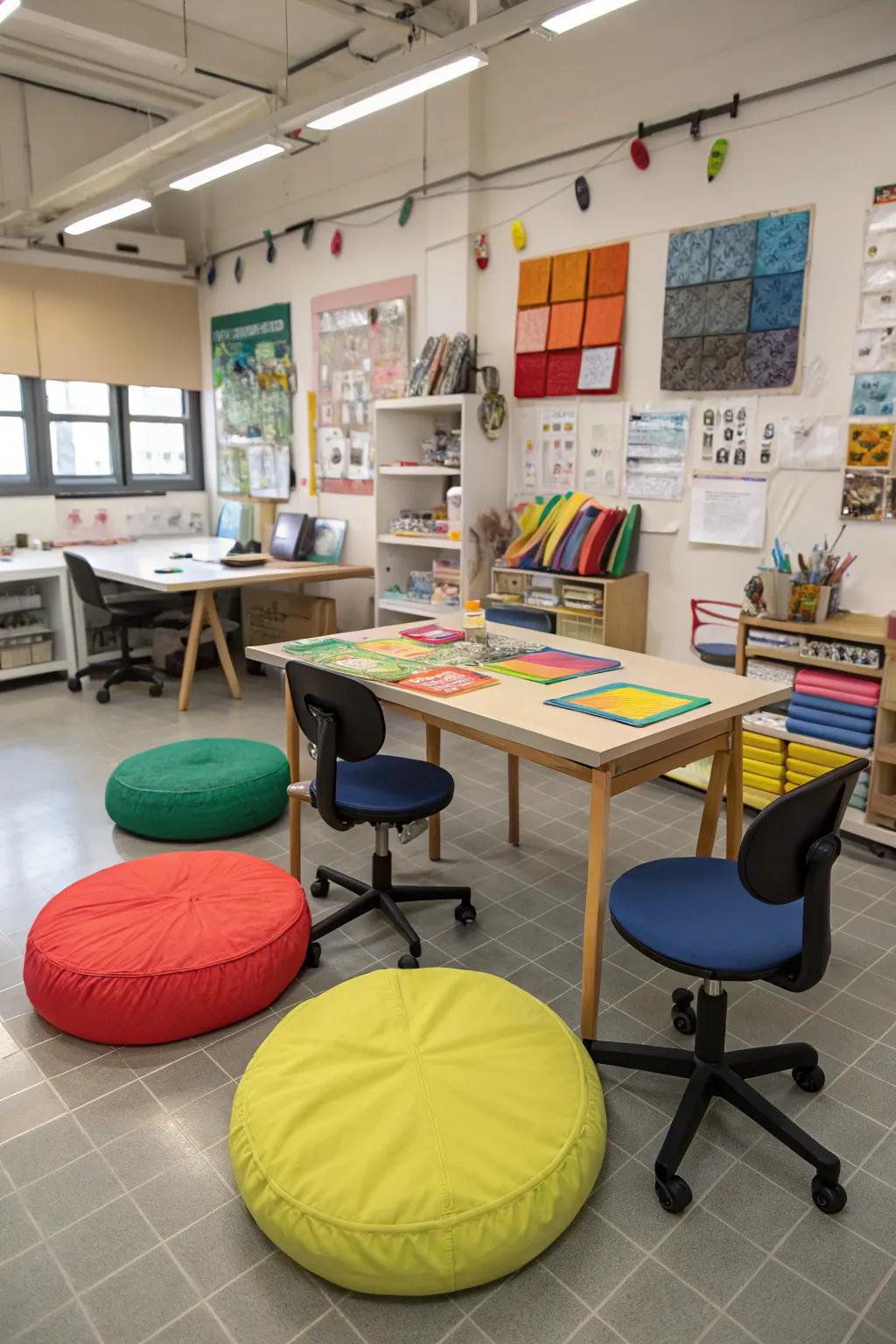 Cozy seating helps the creativity flow smoothly.