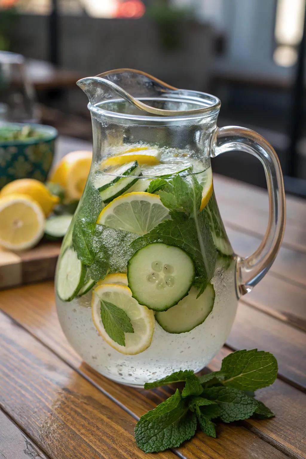 Flavored water is a revitalizing method to stay hydrated during your spa day.