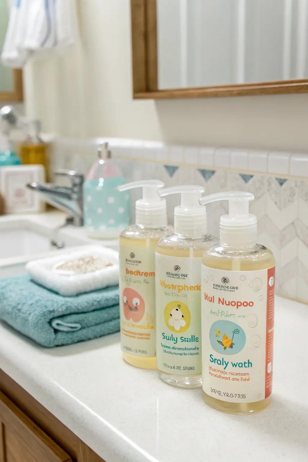Mild bath essentials created for a baby&rsquo;s sensitive skin.