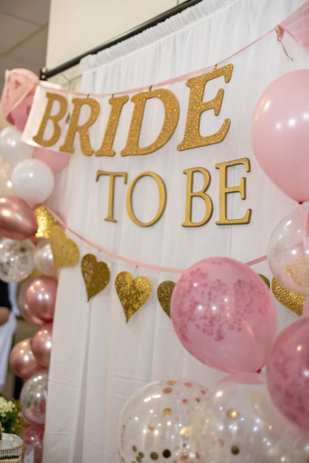 An attention-grabbing 'Future Mrs.' banner in rose and gold.