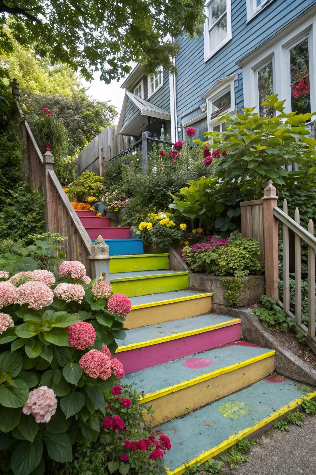 Colorful steps add a personal touch to your entrance.