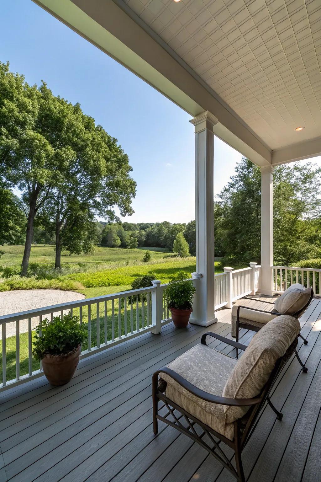 Embrace the concepts of openness and spaciousness on your porch.