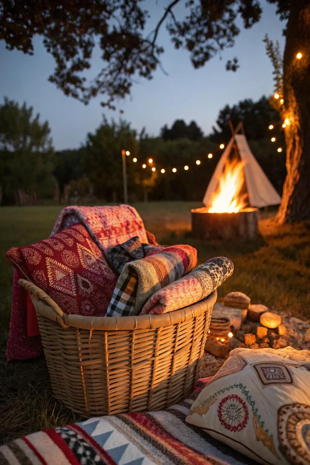 Keep your guests comfortable with an abundance of throws and cushions.