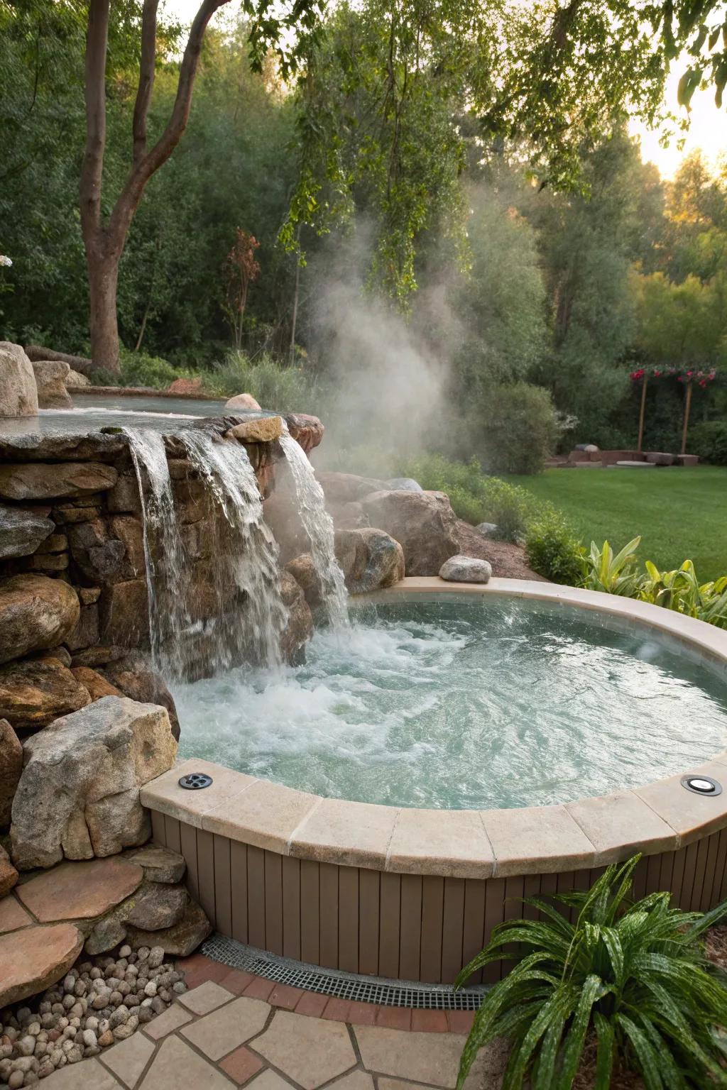 Water features enhance the relaxing ambiance of your spa tub.