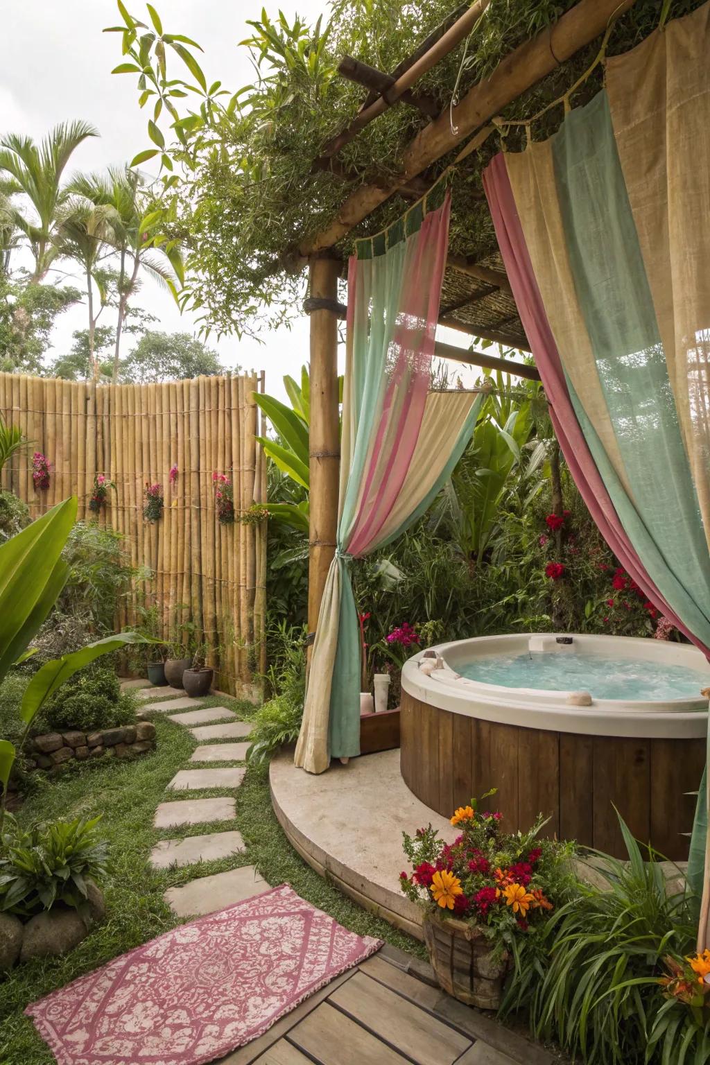 Convert your hot tub spot into a tropical haven.