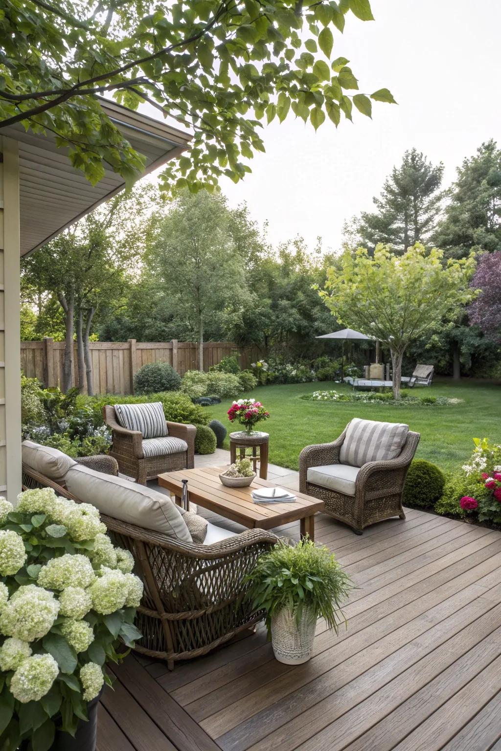 A stylish deck expanding living space outdoors.