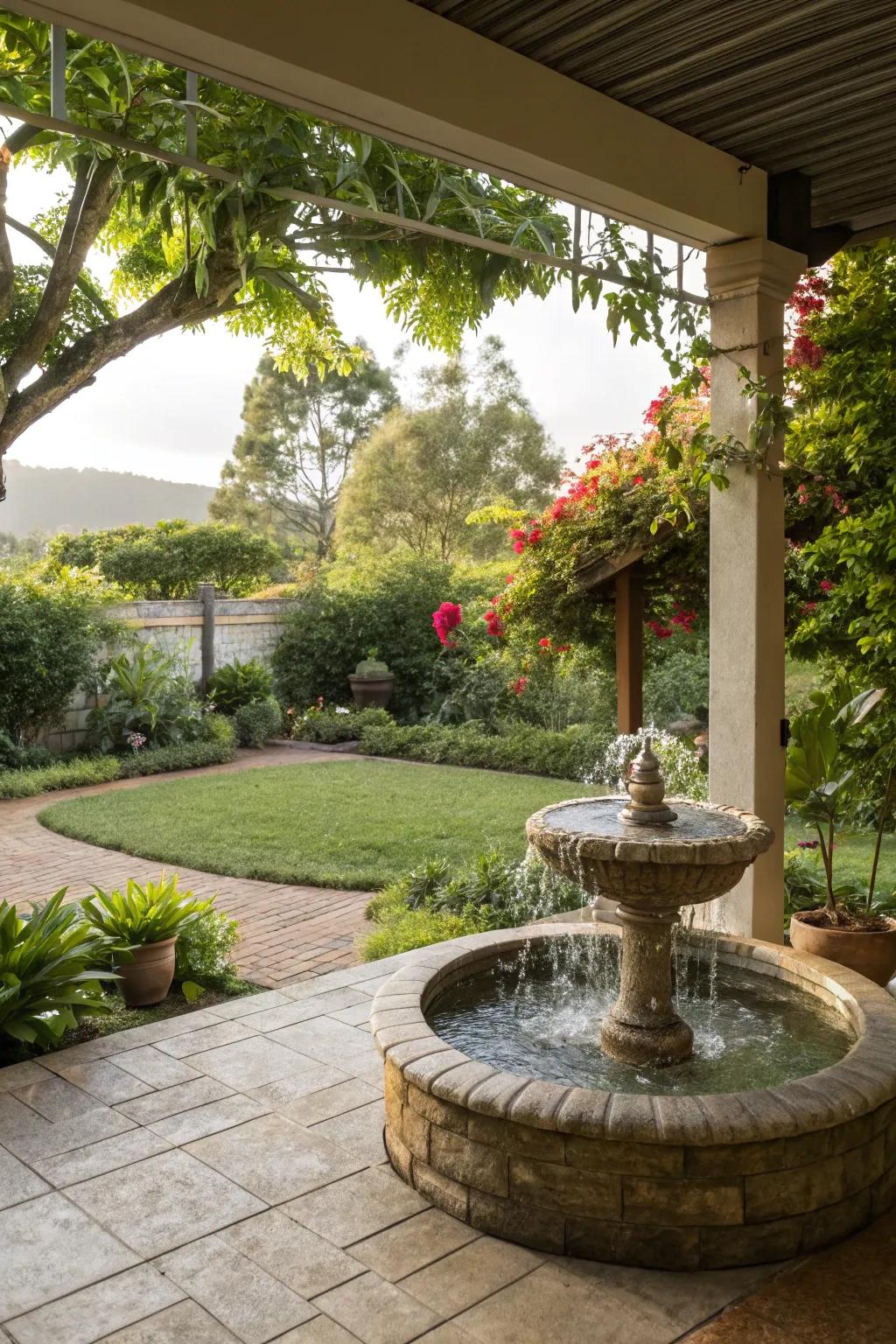 A water feature can add tranquility and elegance to your patio.