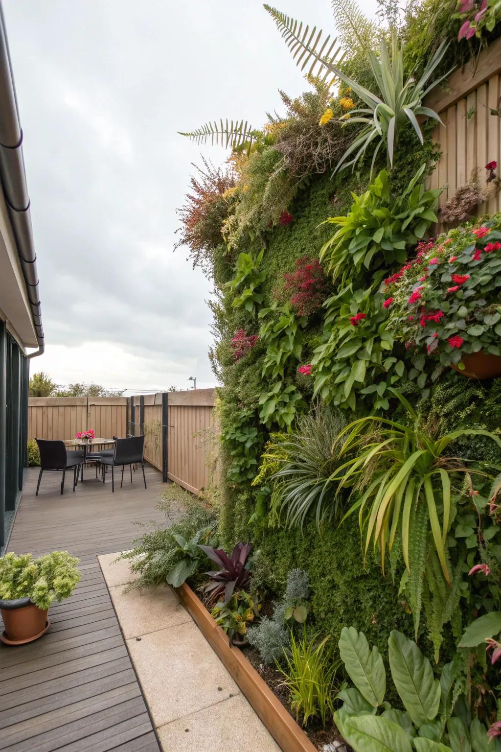 Vertical gardens introduce greenery without losing space.