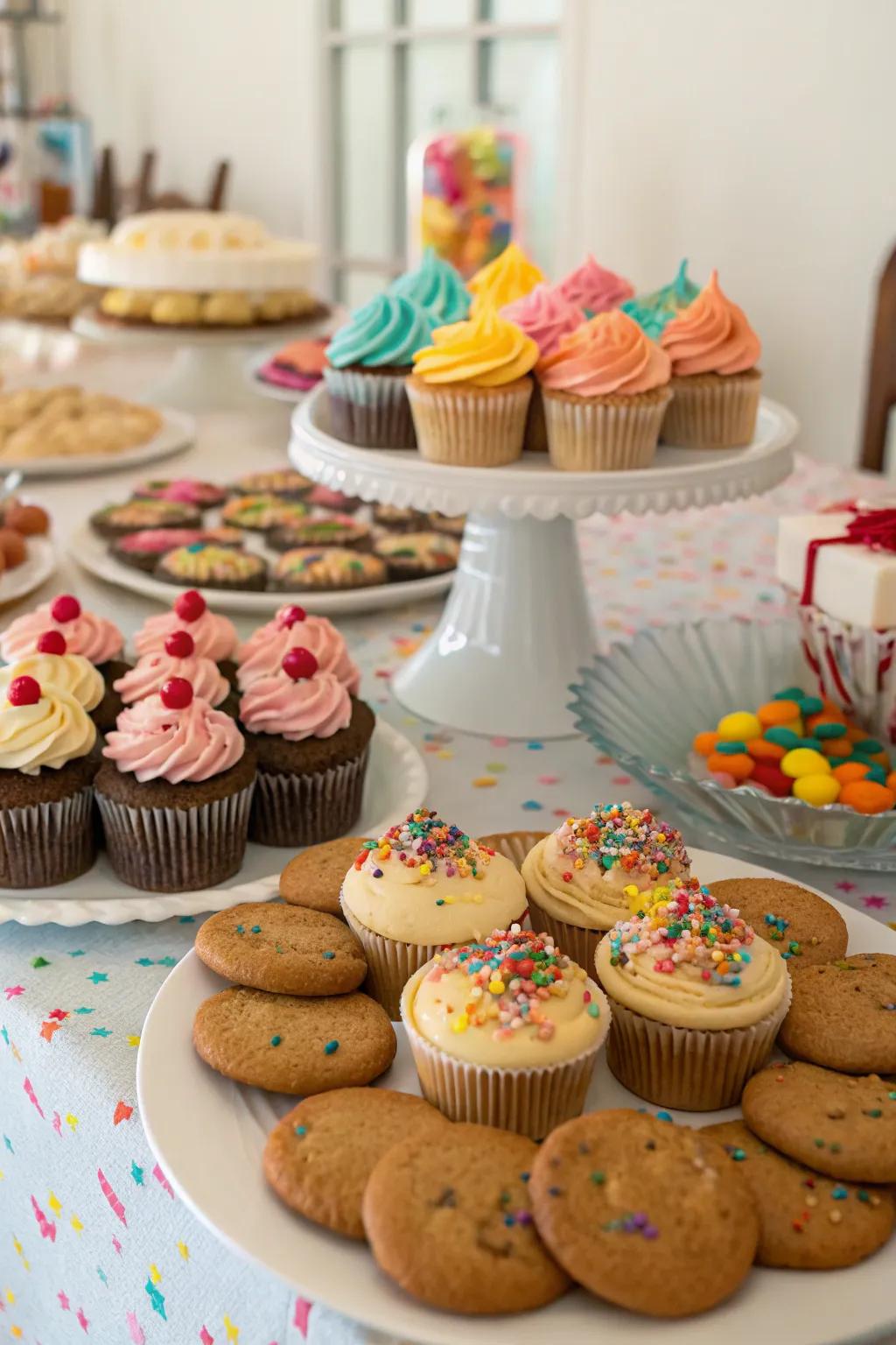 A delightful interactive dessert table ready for guests.