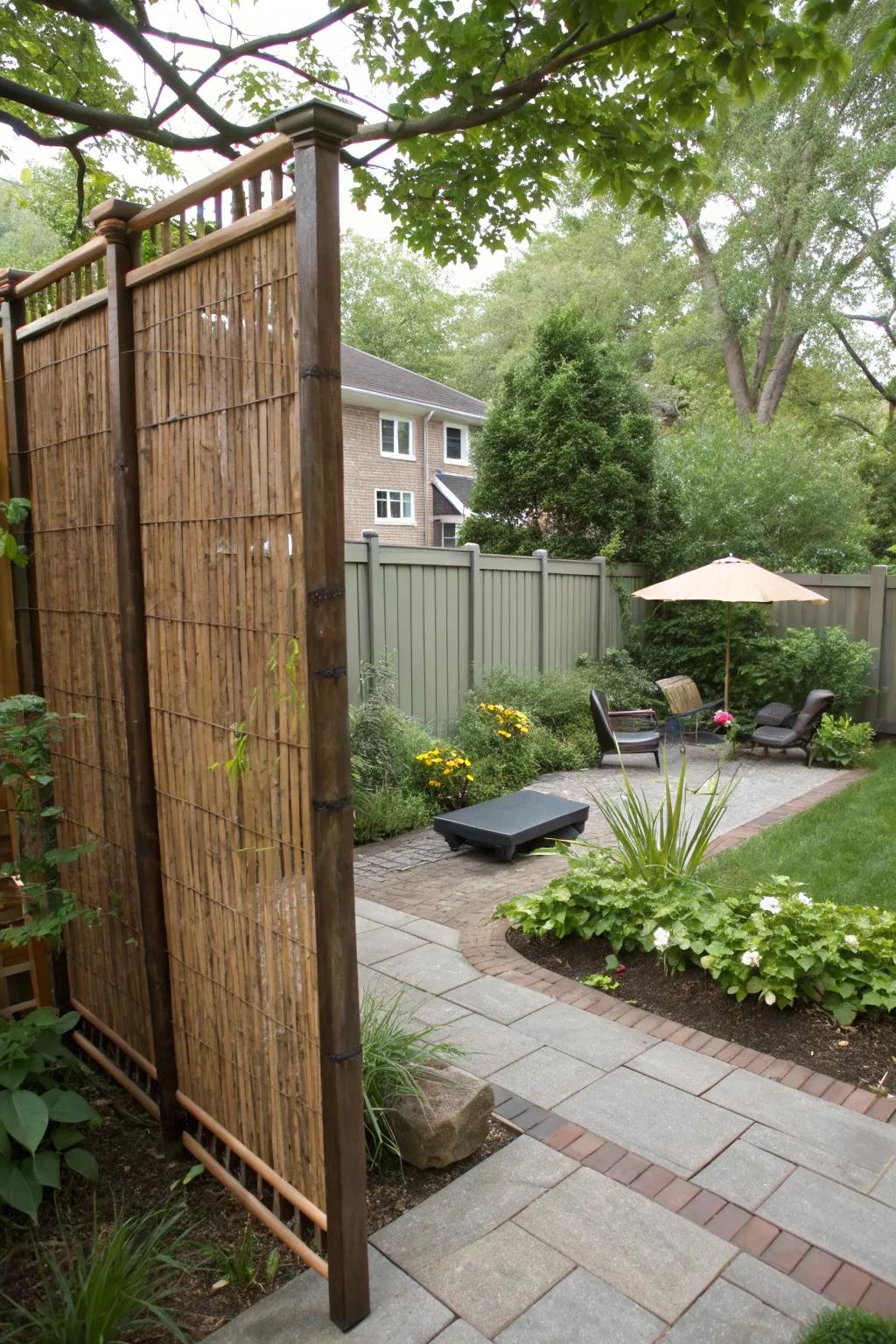 Seclusion panels add privacy and style.