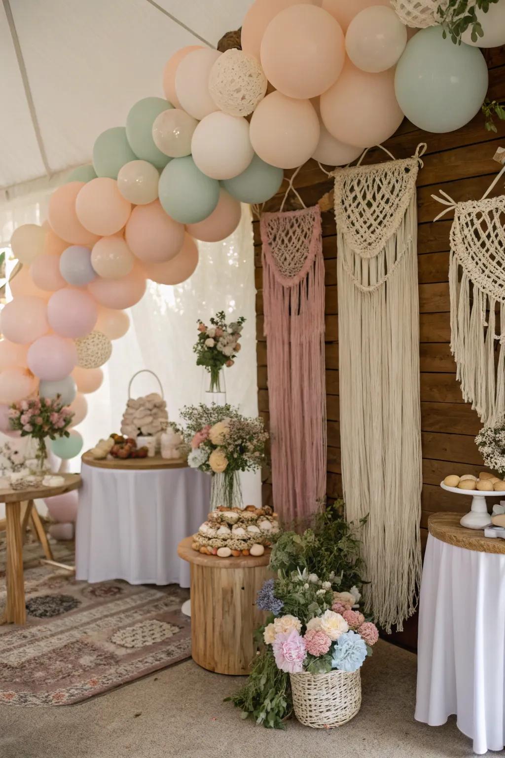 Bohemian stylish balloons create a relaxed, stylish atmosphere.