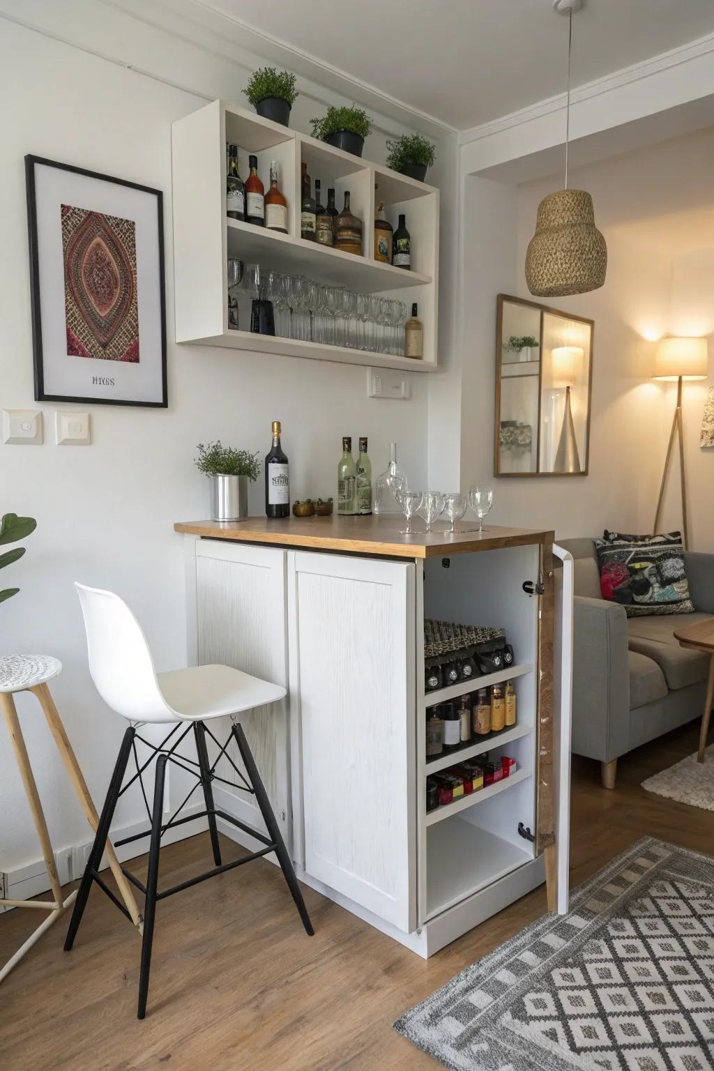 Space-saving bar tops for small nooks.