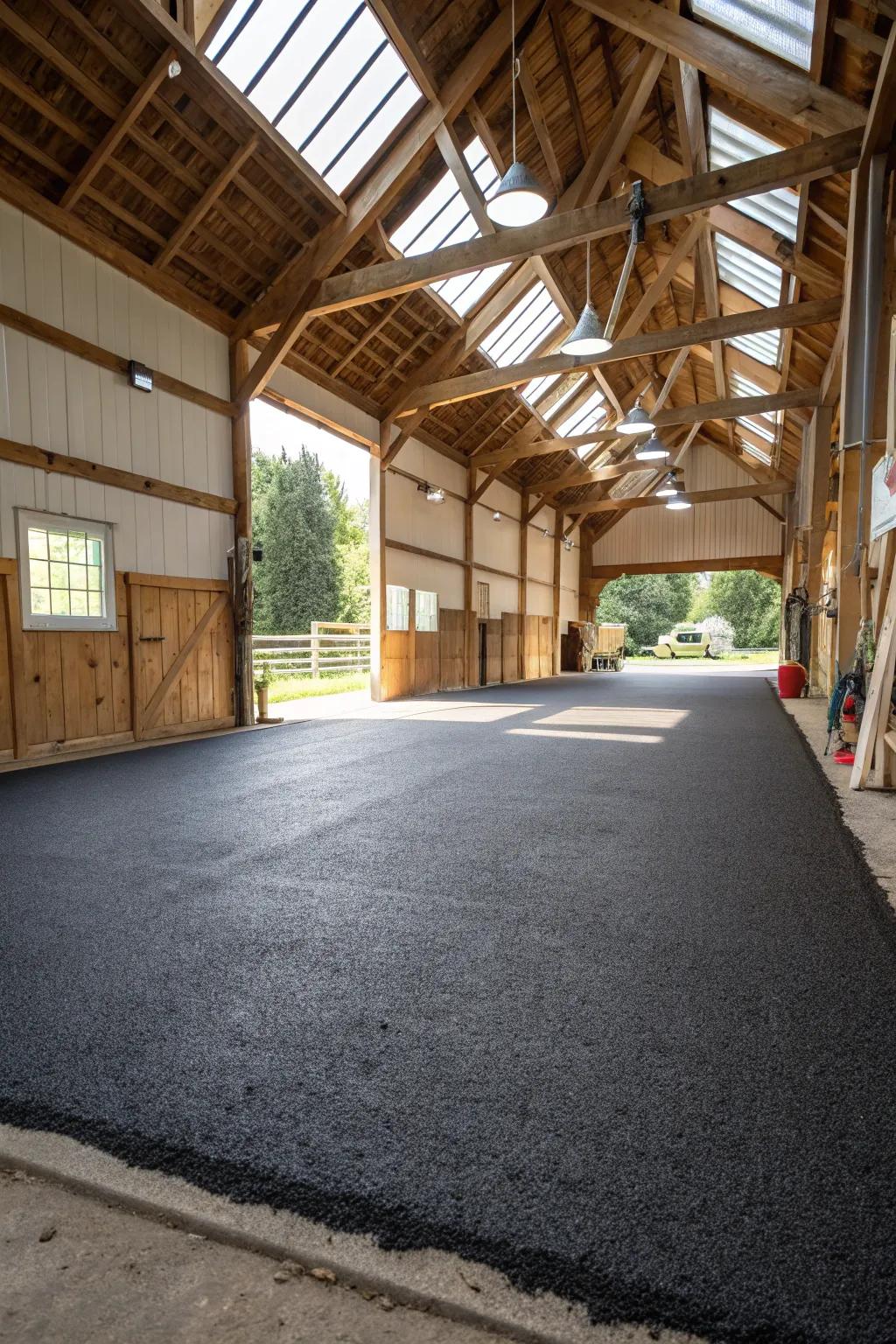 Blacktop floors provide a cost-effective, smooth solution.