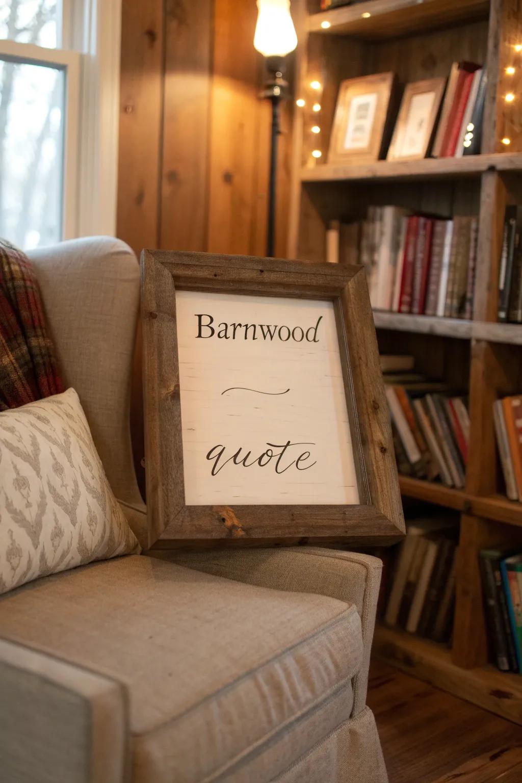 Reclaimed wood frame featuring bespoke artistry and a statement.
