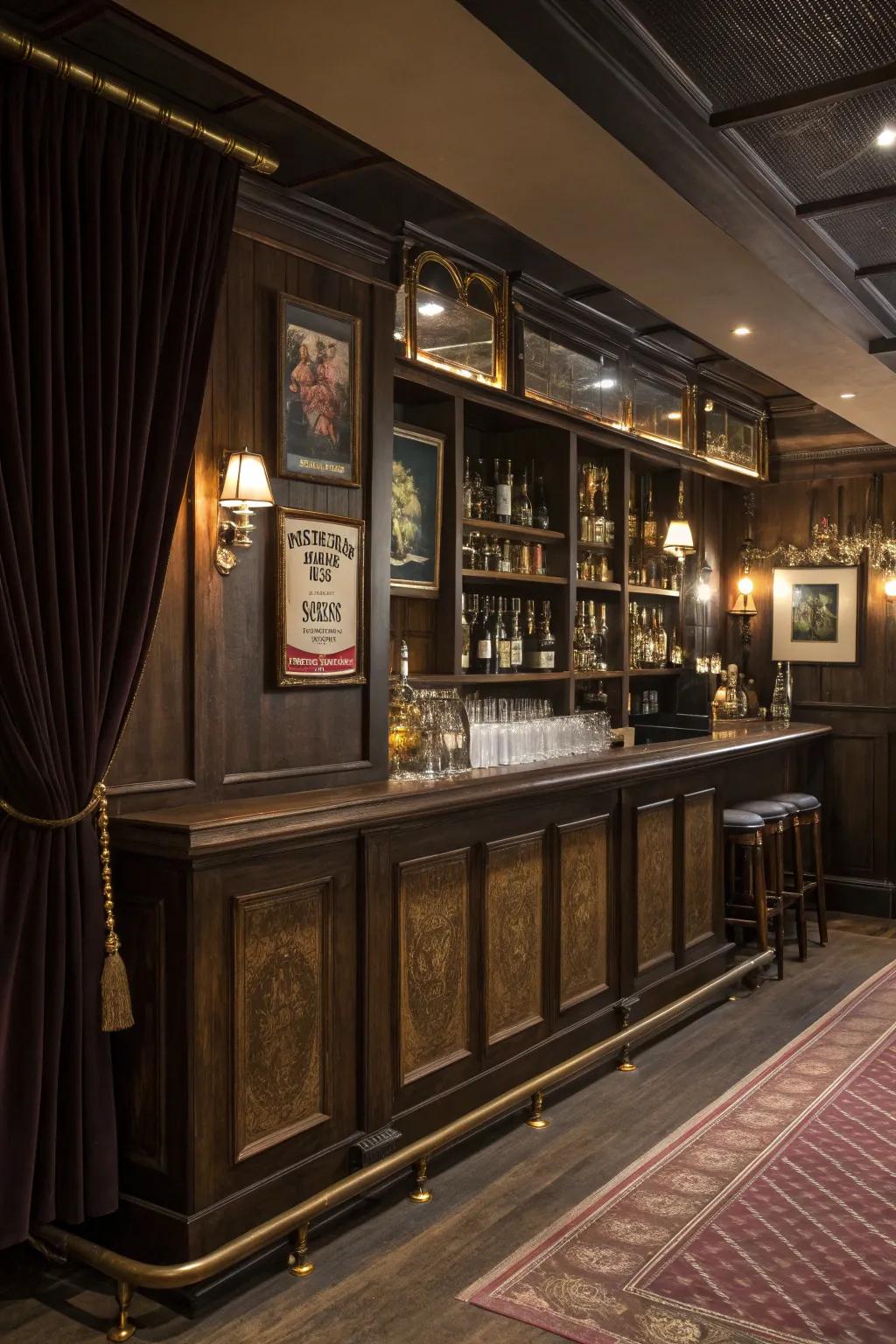 Go back in time with a vintage speakeasy bar table.