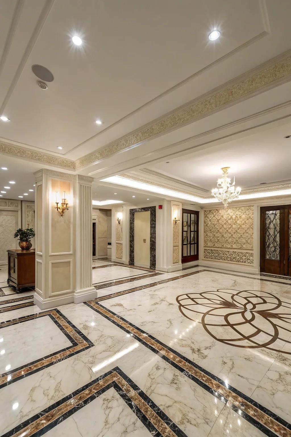 Stone slabs introduce a luxurious element to your basement.