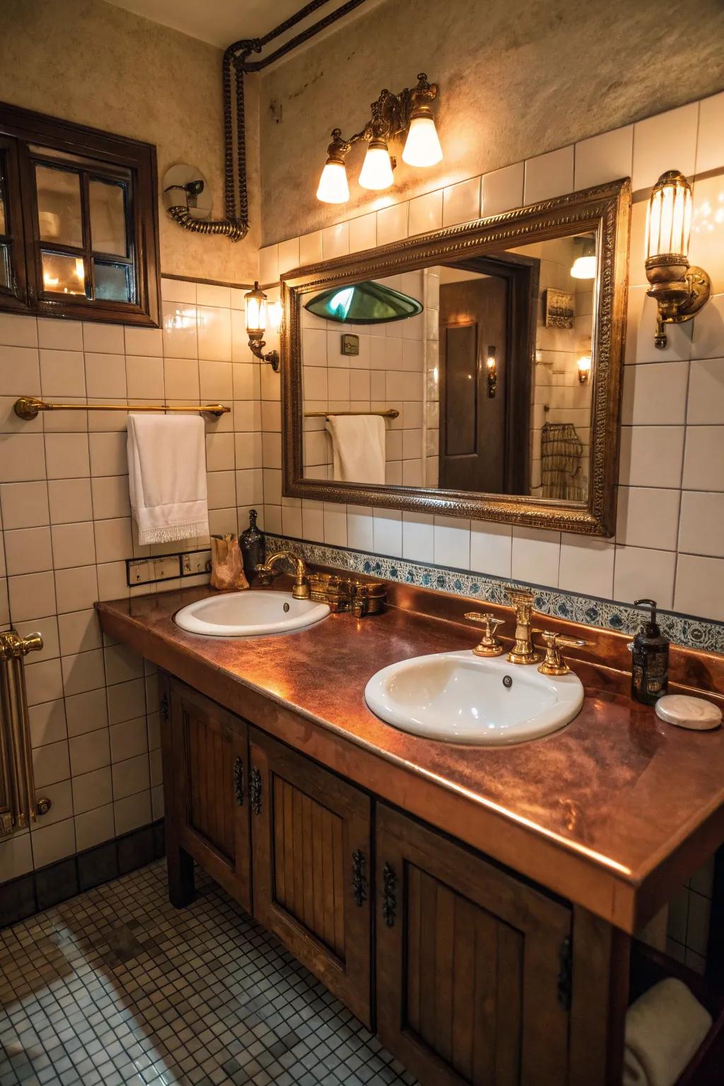 Bronze countertops develop a unique sheen with age.
