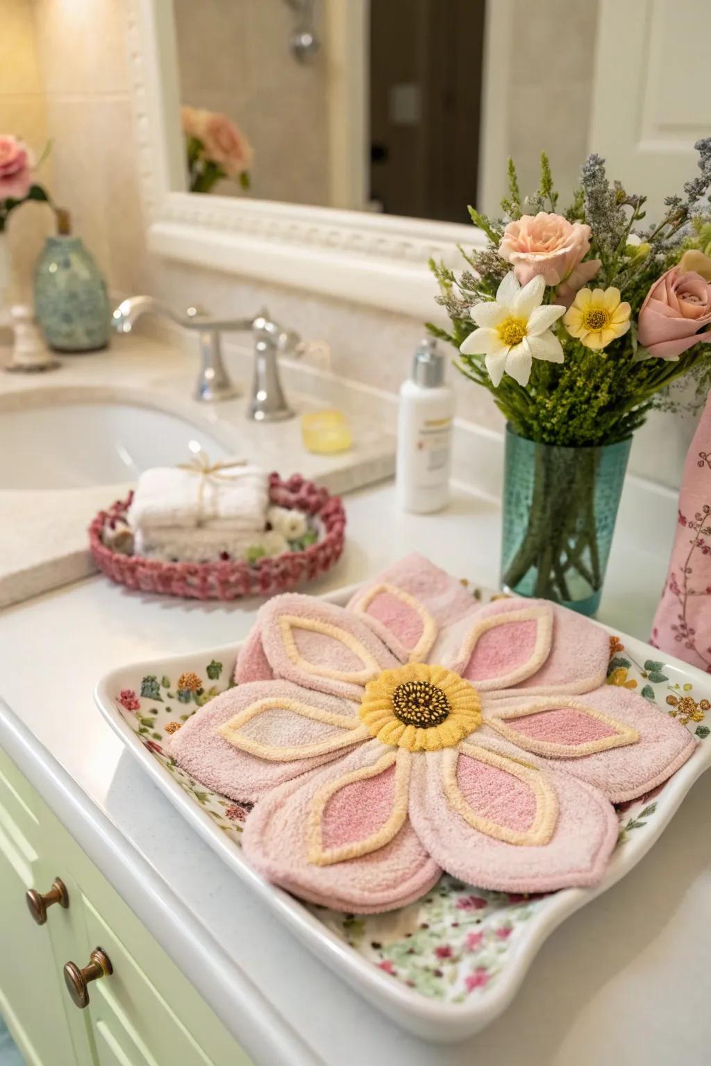 Bring nature inside with a cloth origami flower.