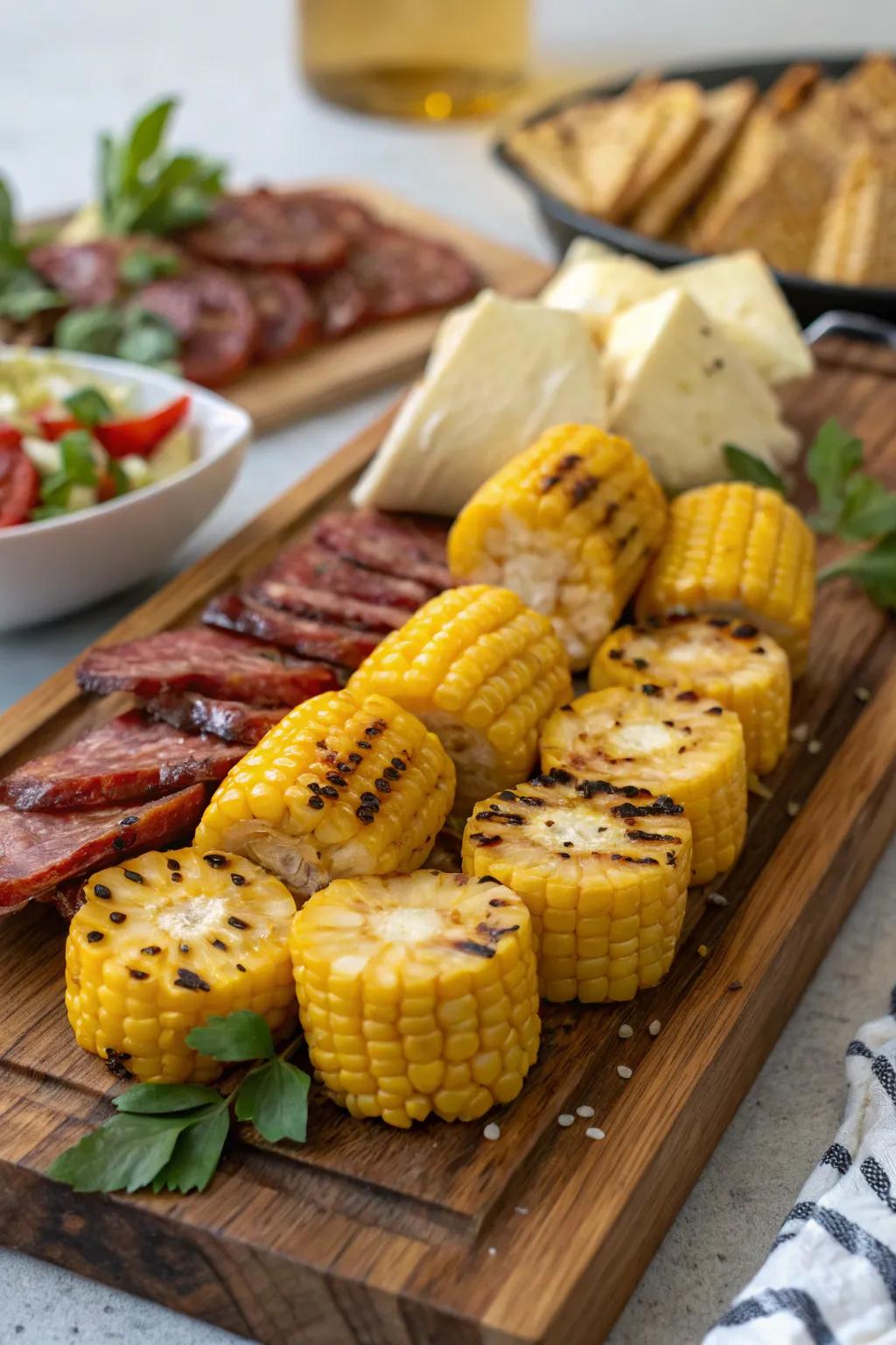 Roasted corn introduces a sweet and smoky touch