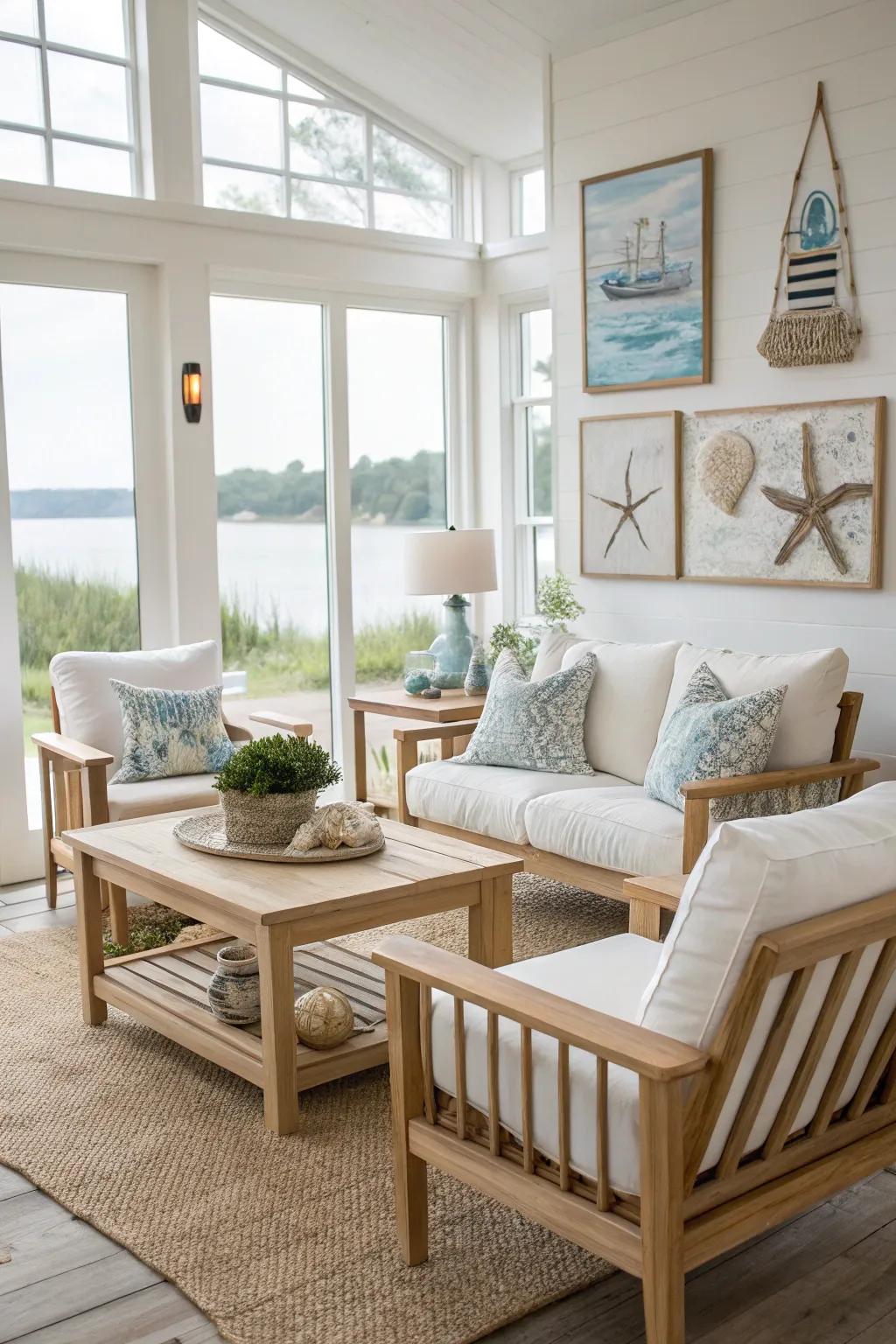 Radiant furnishings fashion an inviting coastal ambiance.