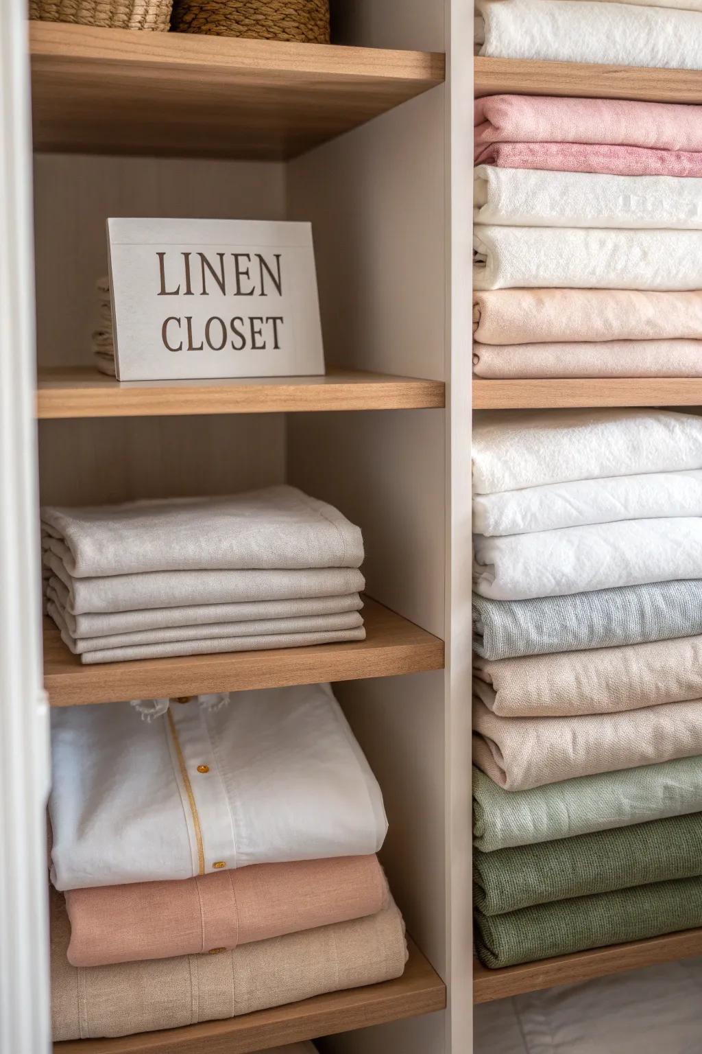 Decorative touches make your linen closet a stylish focal point.