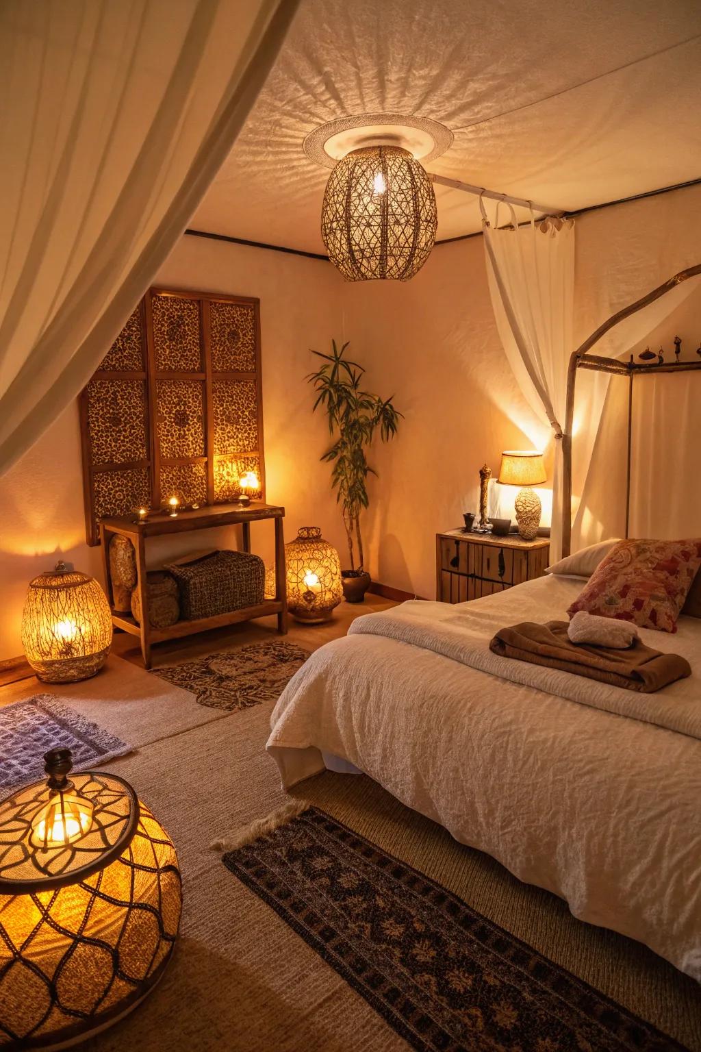 Mellow tones encourage a comforting bedroom setting.