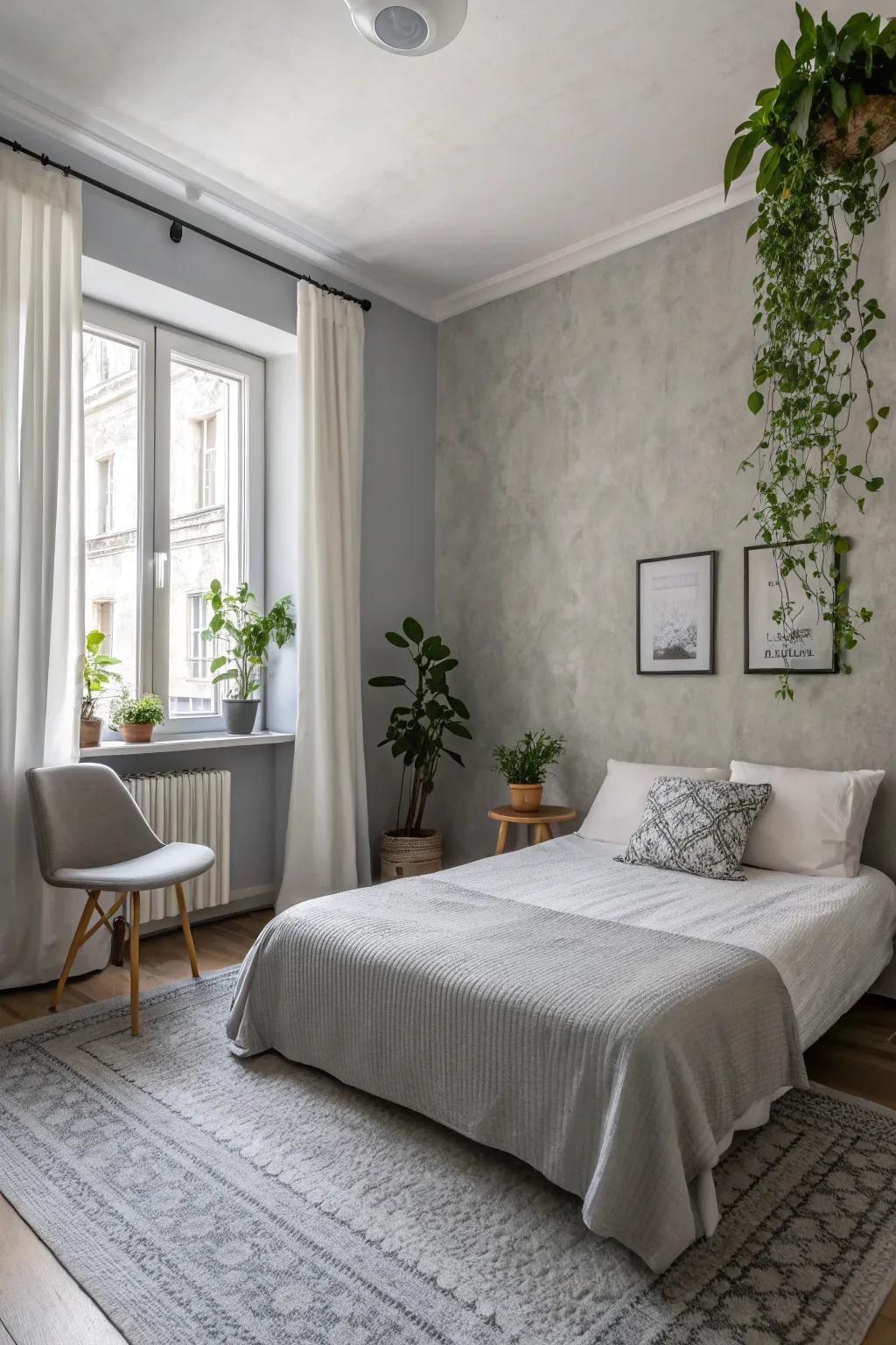 Stylish grays present a versatile and timeless bedroom atmosphere.