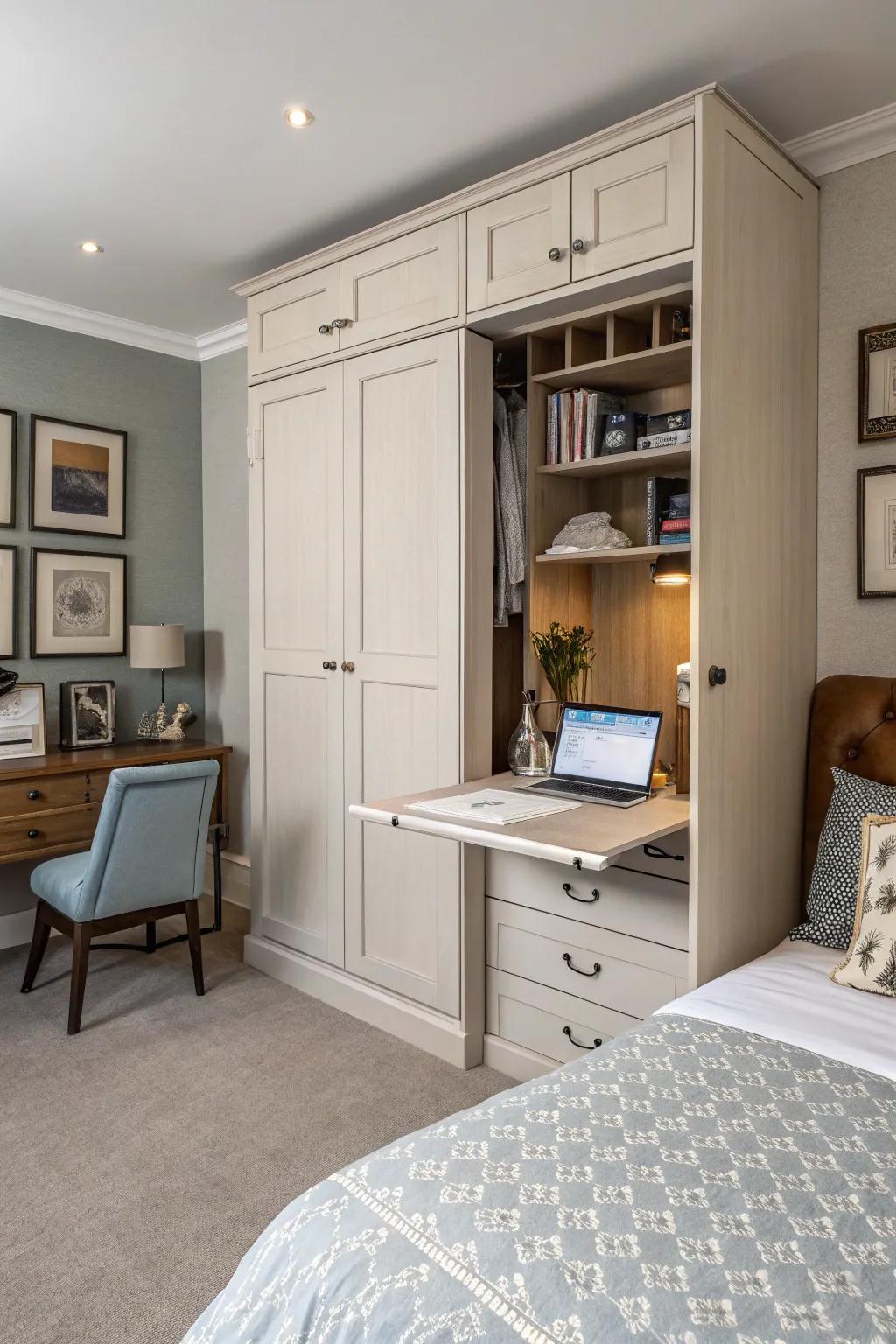 Keep your workspace out of sight with a hidden desk.