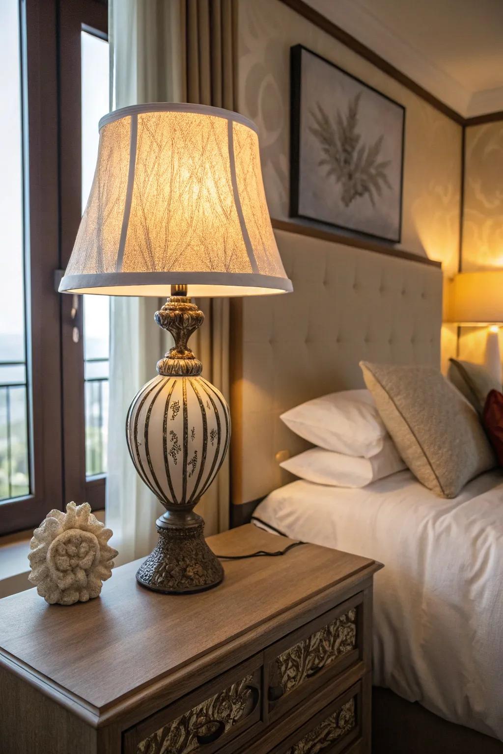 Artistic lamps contribute flair and function to any area.