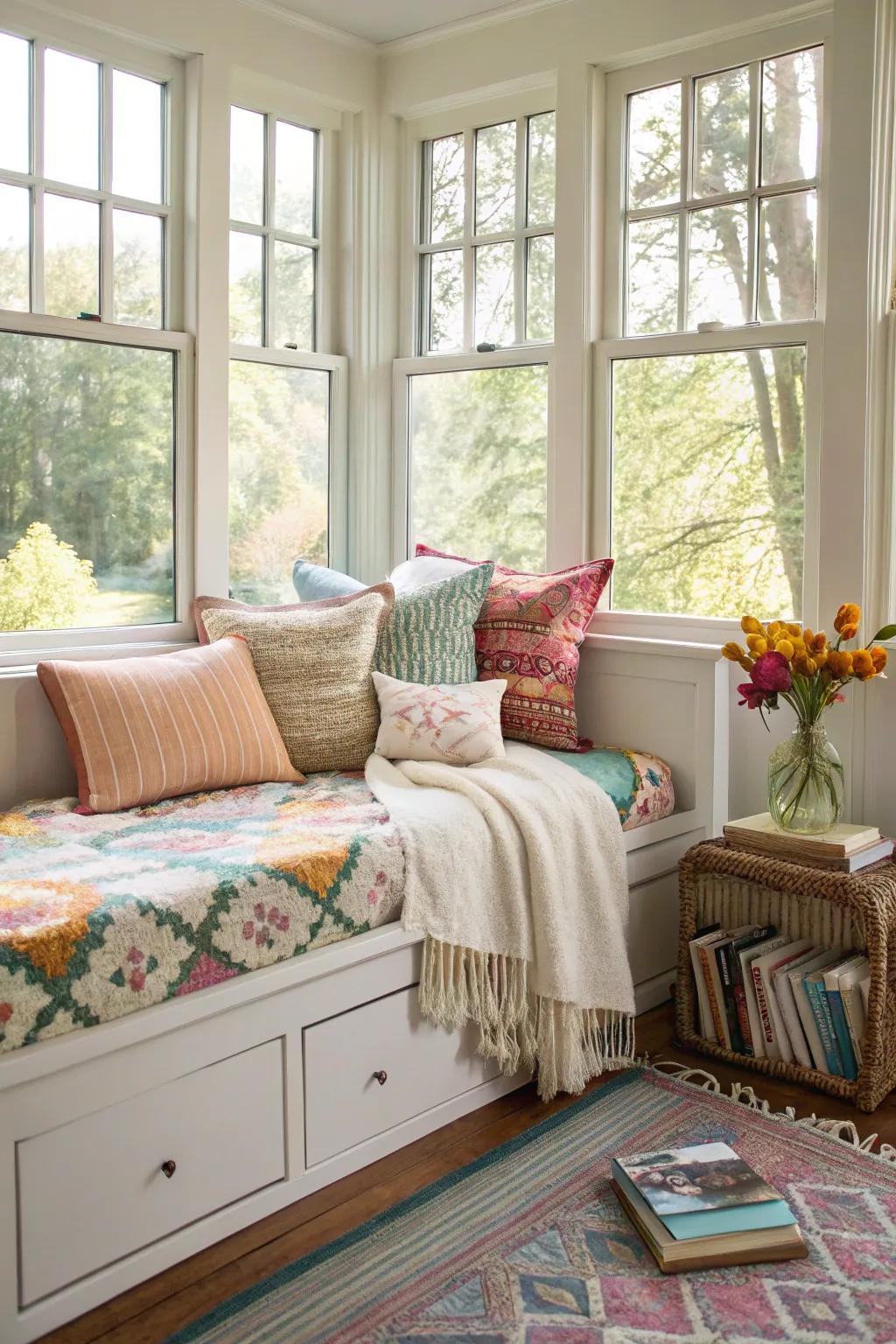 A flexible bedroom nook featuring a daybed, ideal for lounging or hosting guests.