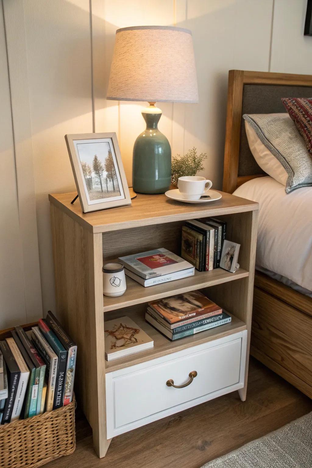 Practical storage keeps your bedside neat and tidy.