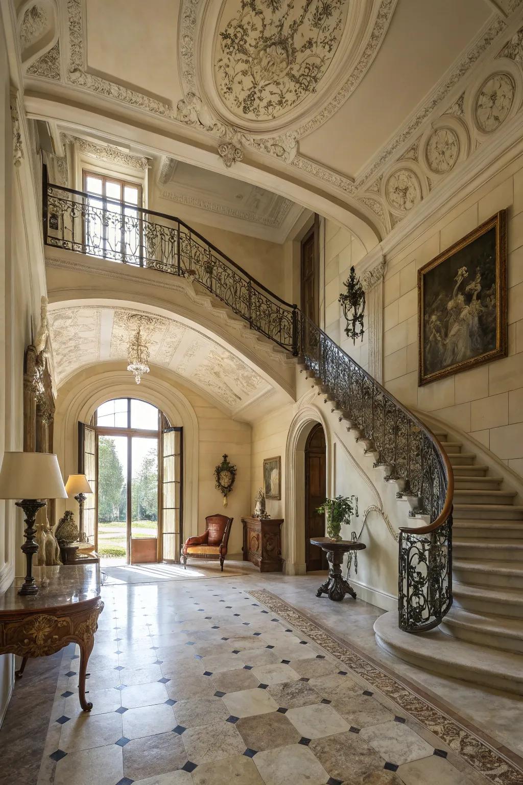 Mineral stone flooring adds sophistication and ageless appeal.