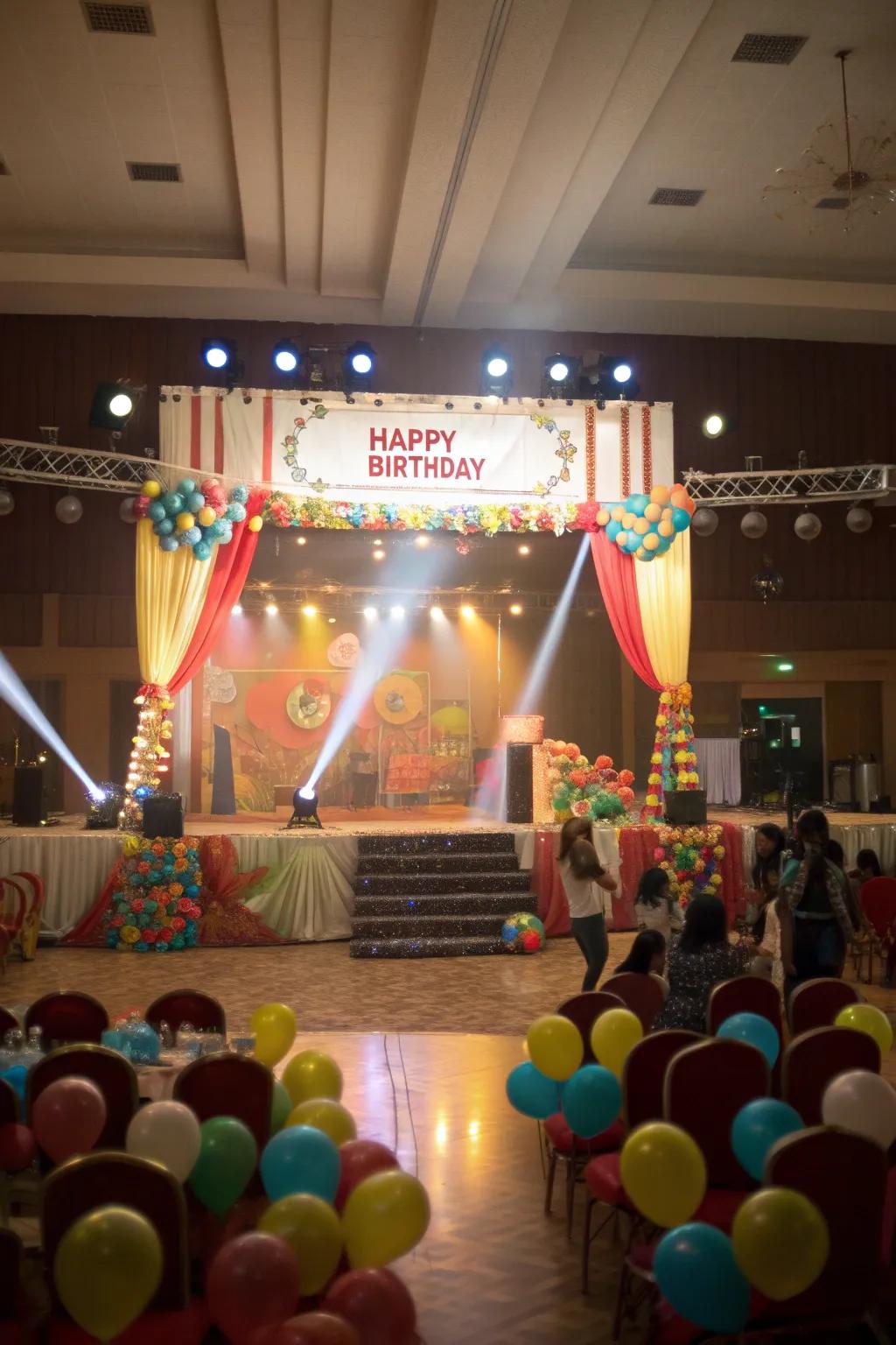 A dazzling stage is ready for the birthday star's moment.
