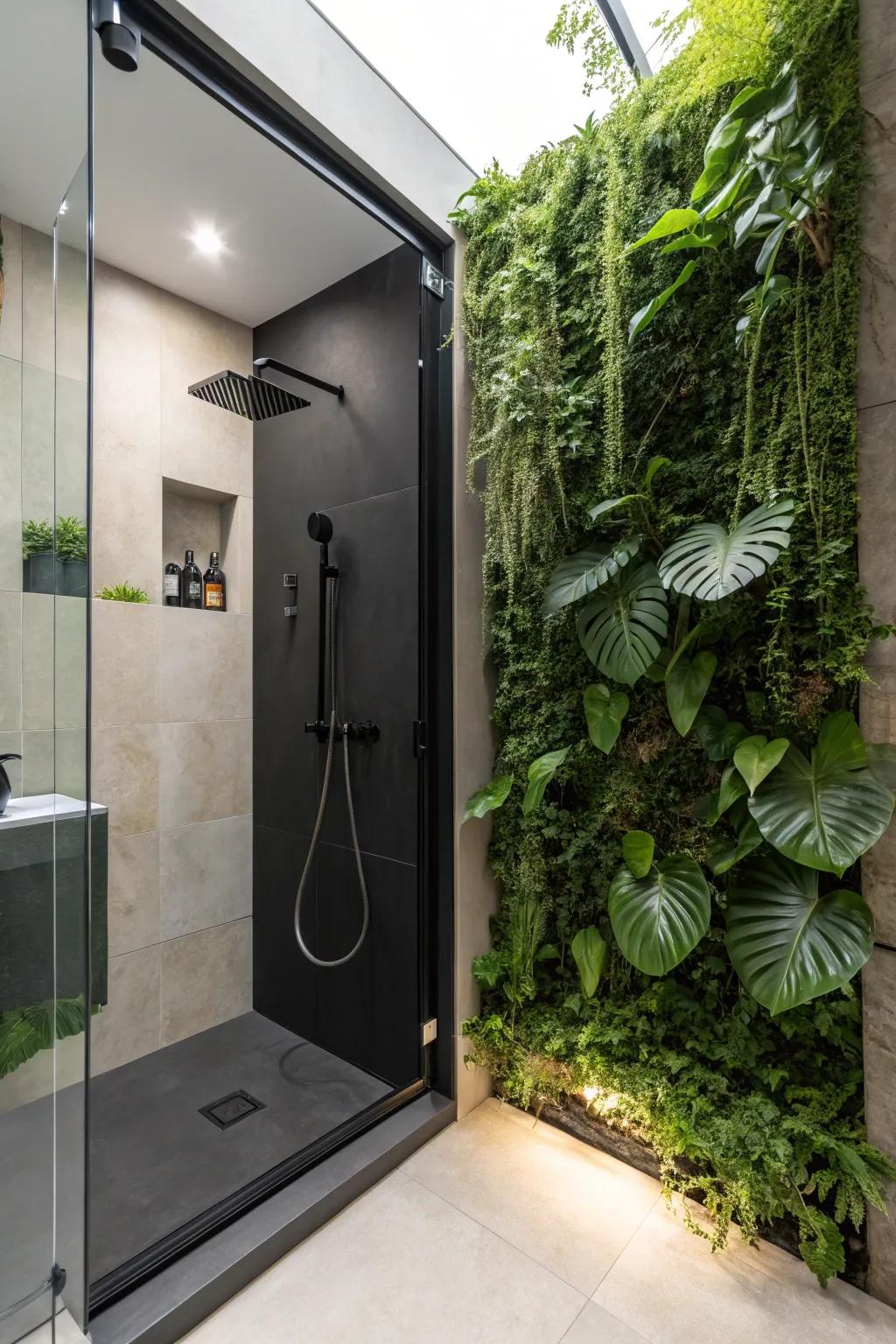 Botanicals introduce a natural ambiance to dark showers.