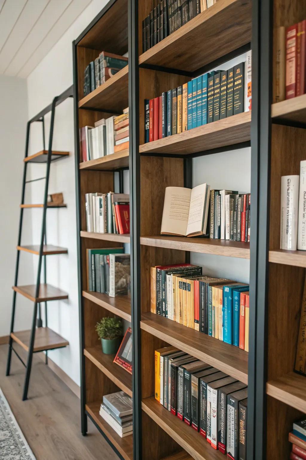 Experiment with shelf variations for a flexible bookshelf design.