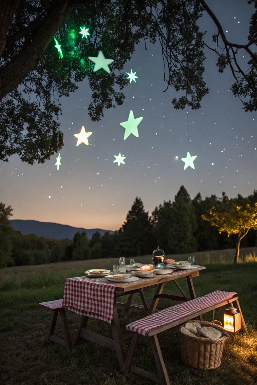 Enjoy a whimsical breakfast under the night sky.