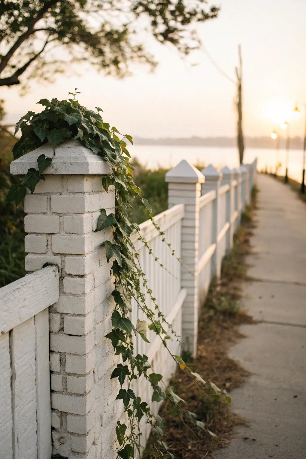 Whitened brick offers a gentle, elegant touch.