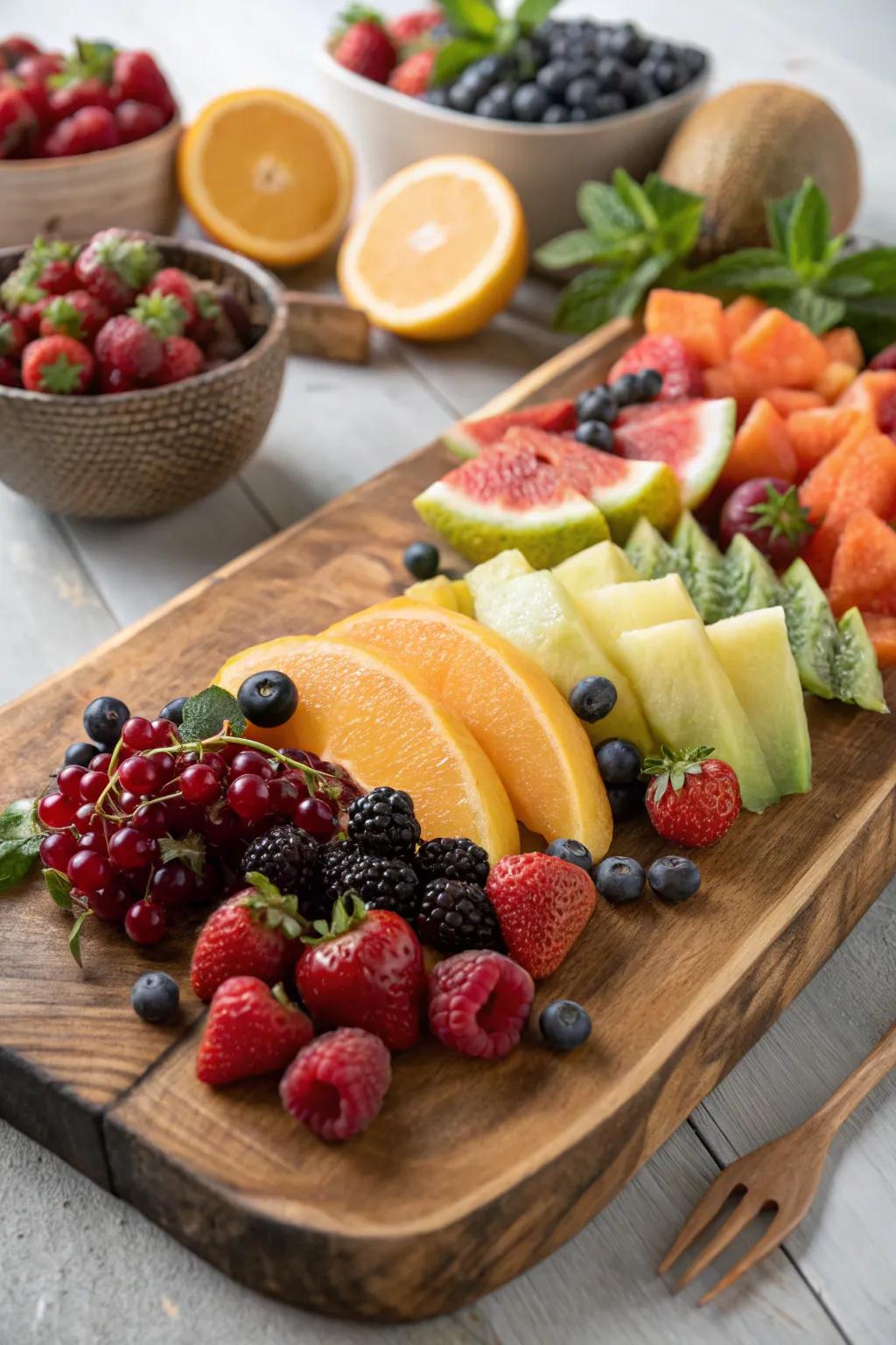 A fresh fruit arrangement that brightens up the brunch table.