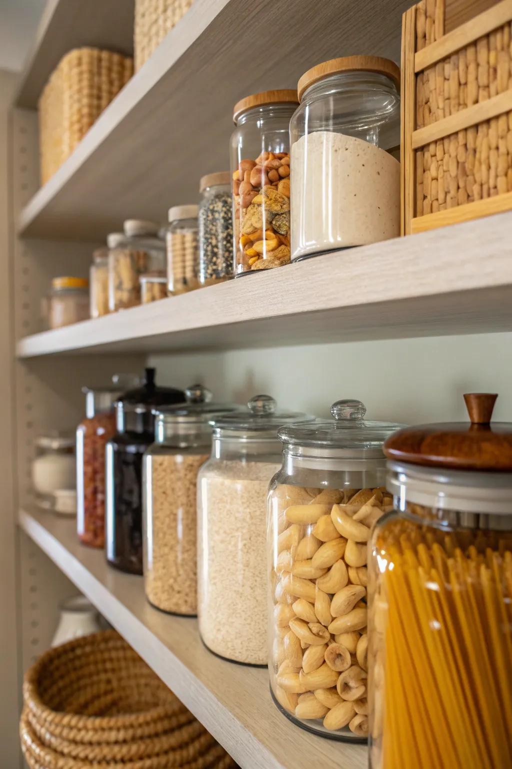 A combination of jars adds personality to storage solutions.