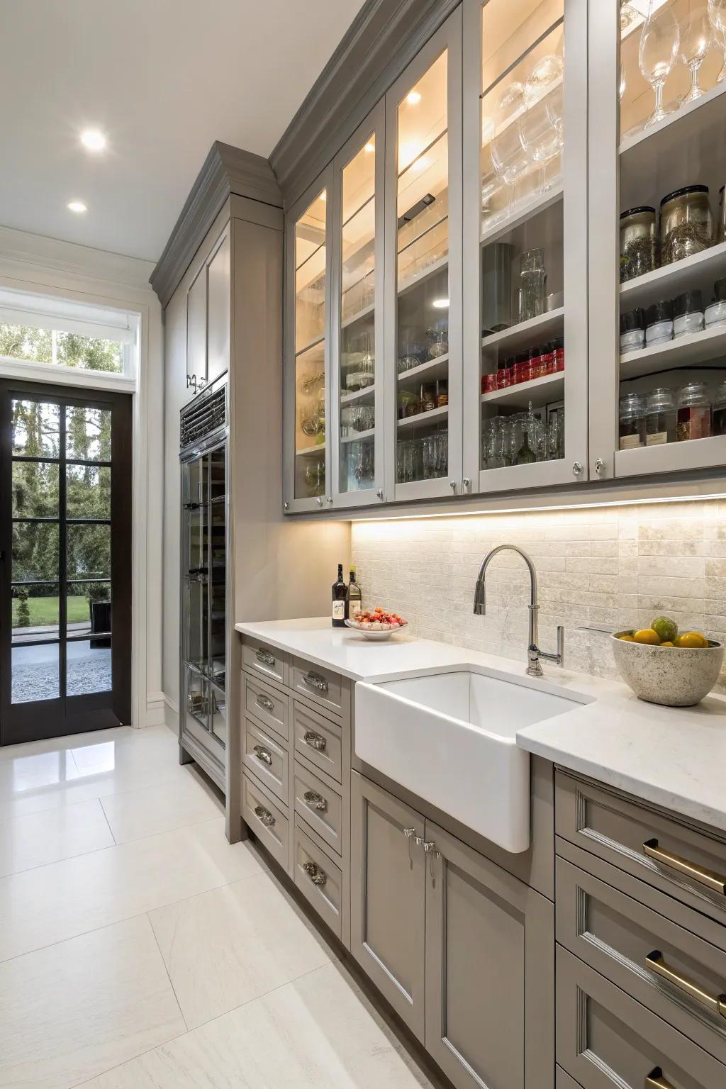 A highly functional butler's pantry featuring a sleek and practical utility sink.