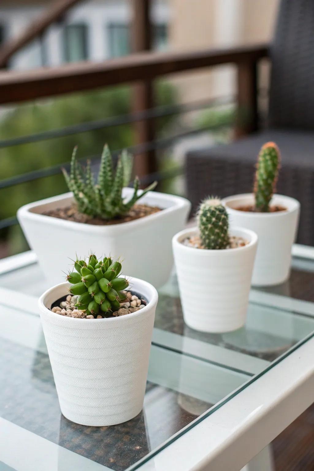Unadorned vessels empower the inherent beauty of succulents to radiate.