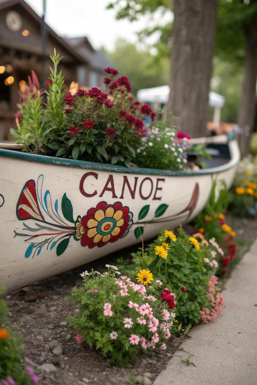Customize your canoe planter with painted designs or names.
