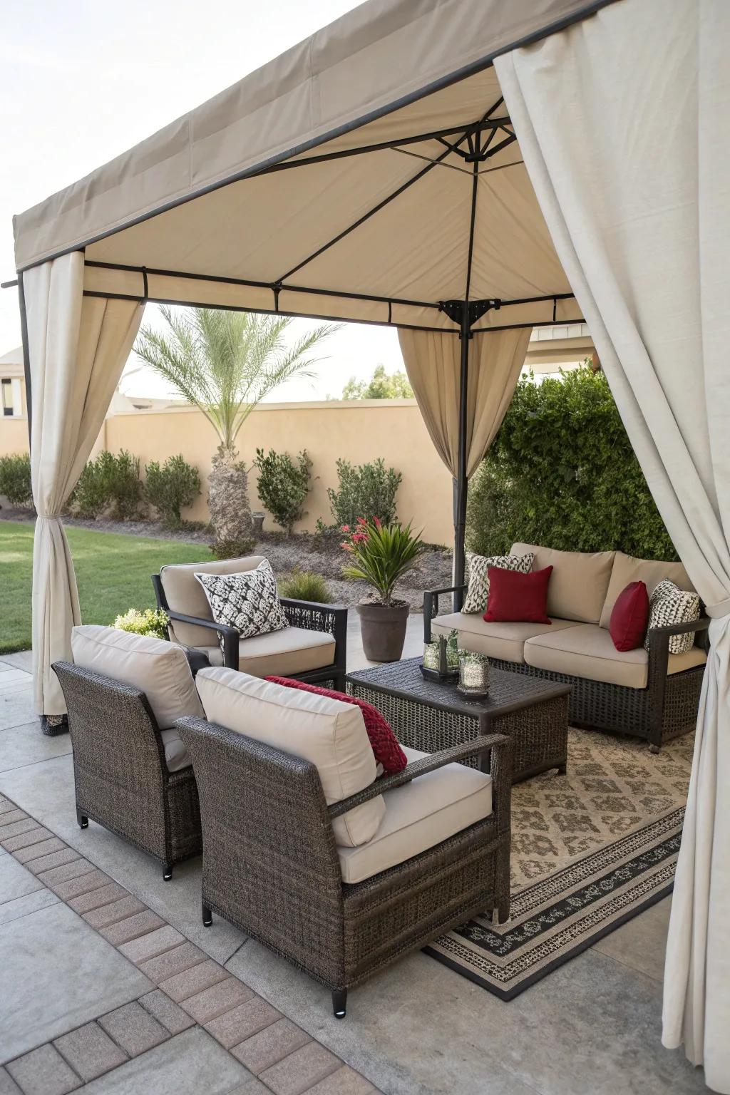 Match your canvas protection with furniture for a unified design.